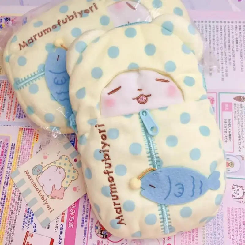 New Kawaii Cute Sanrio Marumofubiyori Pencil Case Baby Bag Sleeping Bag Plush Pencil Case Storage Bag Cartoon Gift For Girls