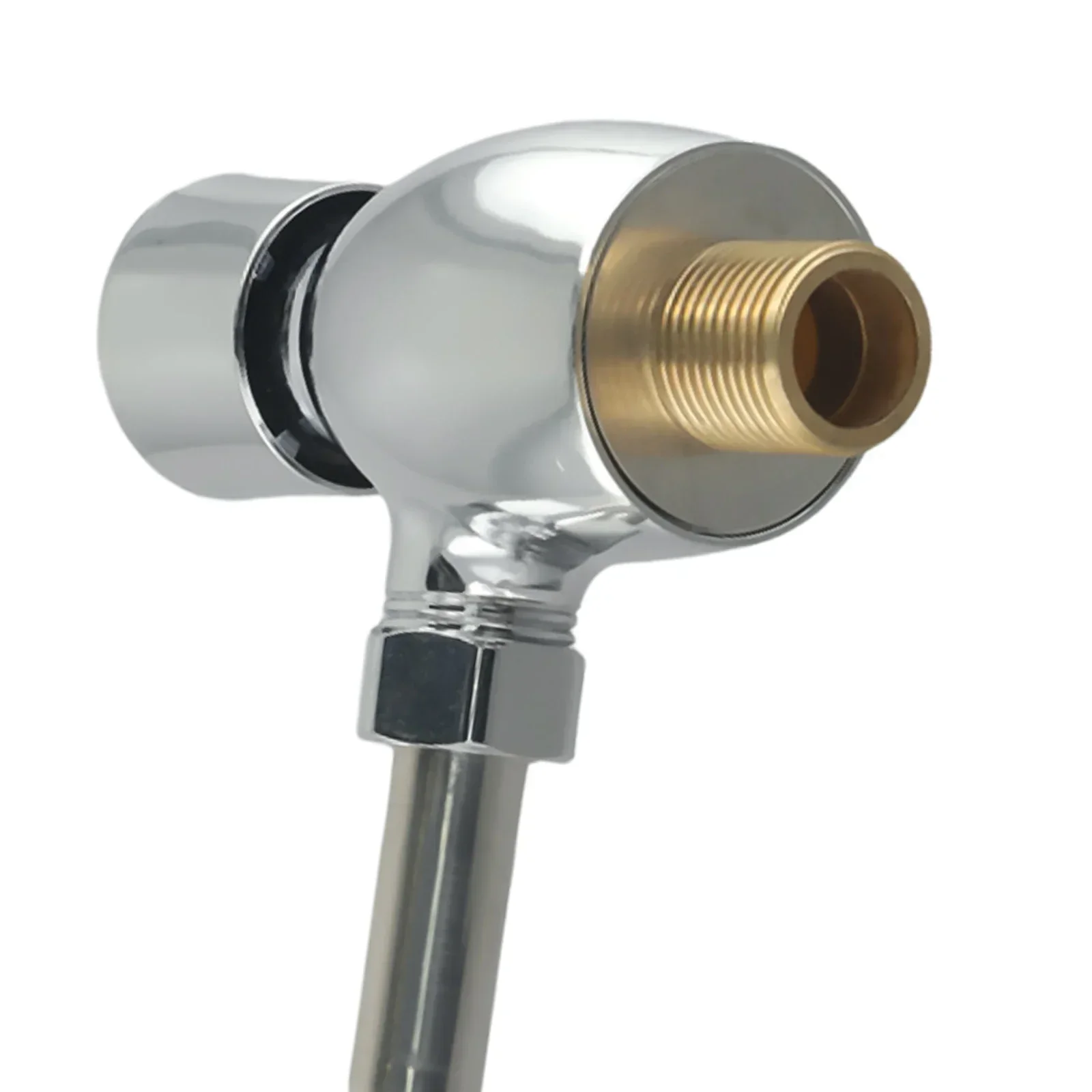 Durable Bathrooms Urinal Flush Valve For Public Toilets Alloy Attachments Automatic Shutoff Button Type Hardness