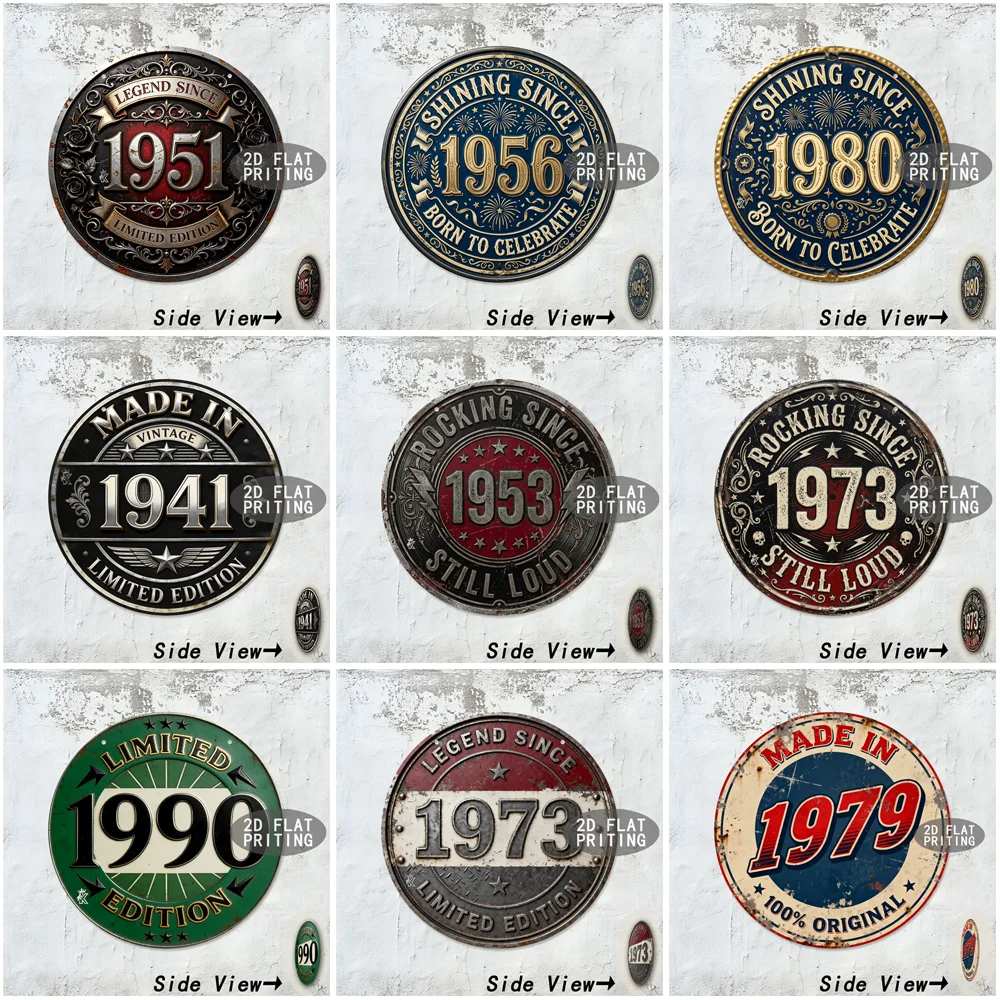 Vintage Round Shining Rocking Made In Legend Birth Year Metal Tin Sign Retro Wall Plaque Decor For Bar Garage Man Cave Home Wa