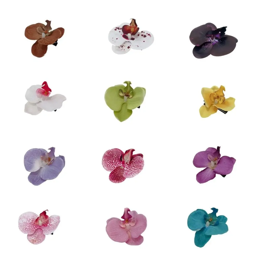 Cloth Butterfly Flower Hair Clip Korean Style Bohemian Style Orchid Flower Hairpin Ponytail Clip Butterfly Orchid Girl Hair Clip