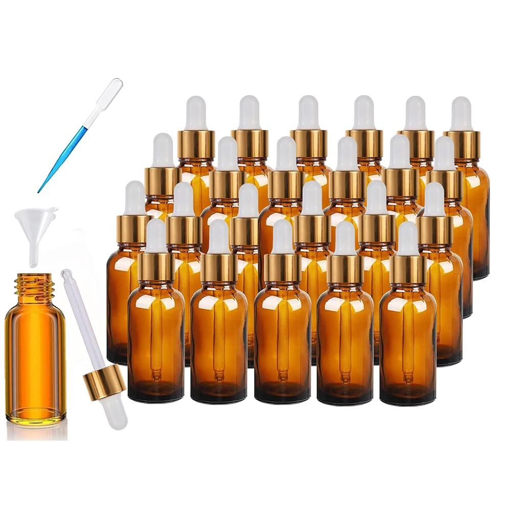 

32Pcs 30ml Amber Dropper Bottle Empty Essential Oil Bottle With Pipette Refill Glass Pipettes Dropper Bottles for Aromatherapy