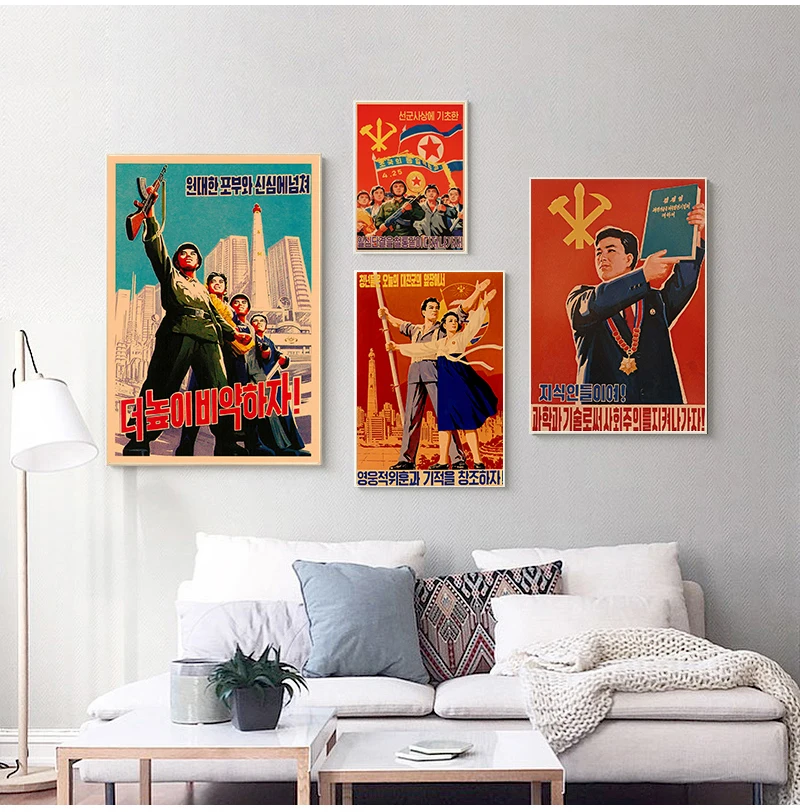 Vintage North Korea Propaganda Poster the Great Leader Classic Canvas Paintings Wall Posters Stickers Home Decor Gift