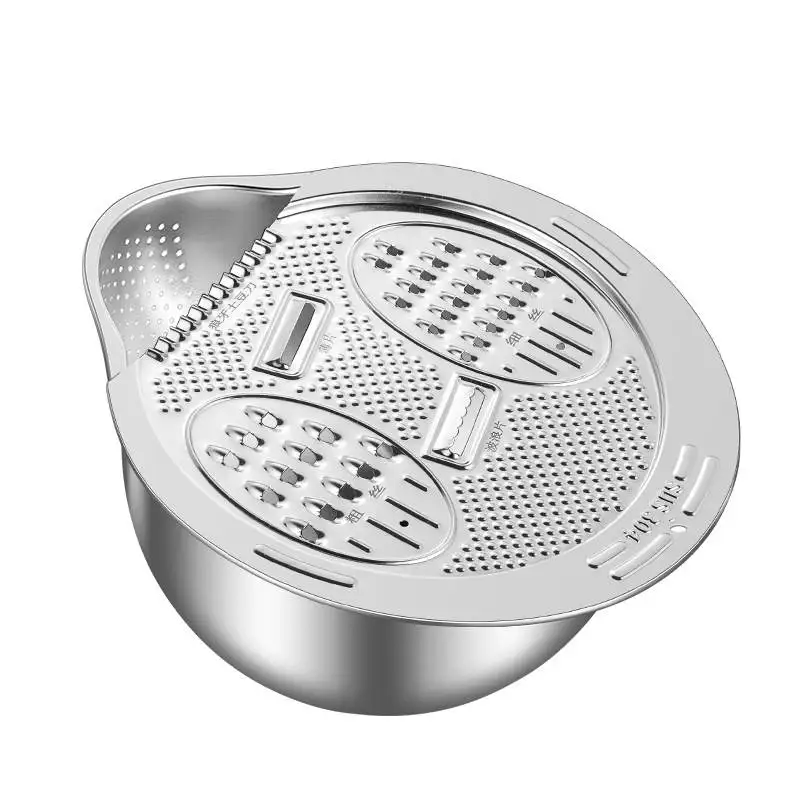 Kitchen 304 Multi-Function Vegetable Fruit Basket Drain Waing Vegetable Basket Home Use Rice Waing Sieve Rice Basin Tool