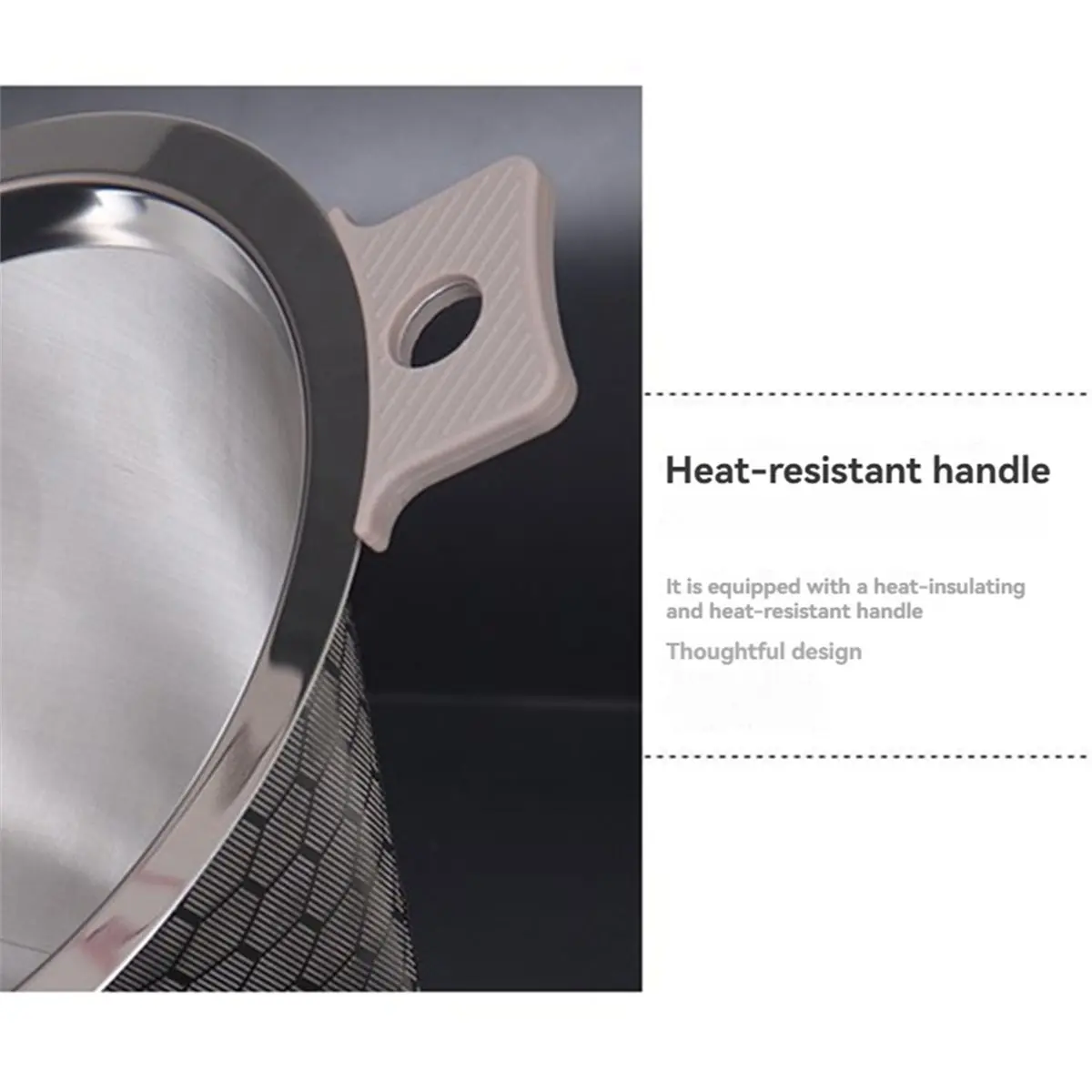 A06R Pour over Coffee Dripper Stainless Steel Coffee Filter Paperless Reusable Coffee Filter Metal 300 Mesh Strainer