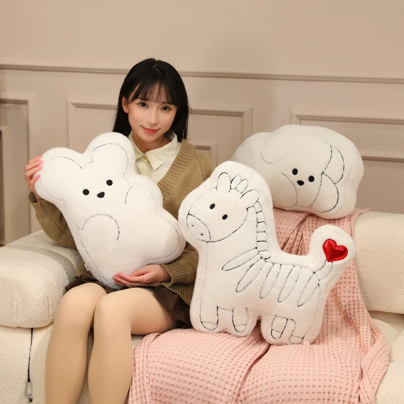 Coussin en peluche en forme de cœur de dessin animé pour la Saint-Valentin, décoration d'intérieur, coussin de canapé, peluche, poupée animale, coussin de canapé