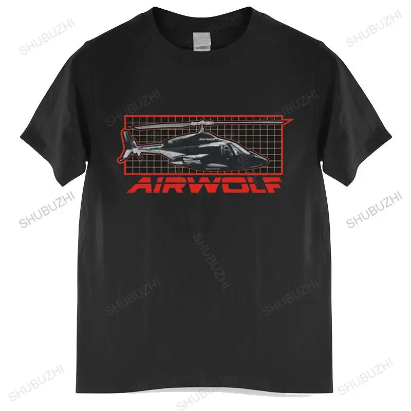 Tshirt men cotton tops Airwolf TV Series Air Wolf Helicopter on Grid Licensed Tee Shirt Black men t shirt euro size