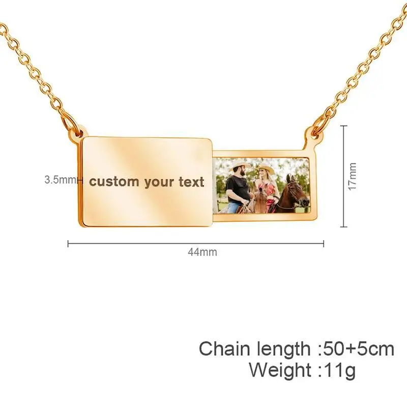 Lateefah Creative Pull-Out Photo Envelope Necklace Valentine's Day Gift Stainless Steel Custom Collarbone Chain