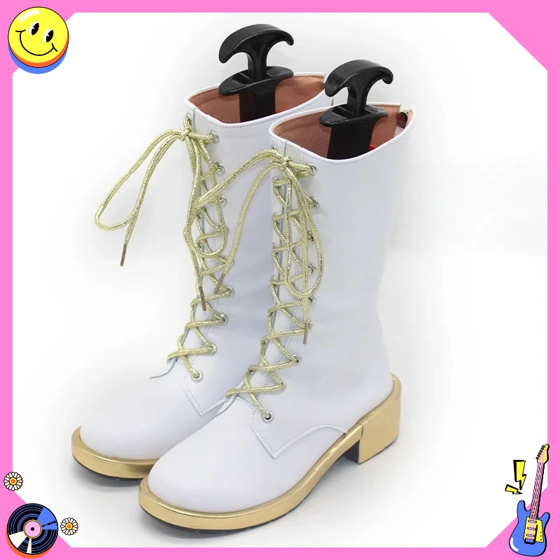 أحذية Kpop الجمالية المصنوعة من الجلد الأبيض - أحذية لعب الأدوار الكرنفالية الهزلية للهالوين #6