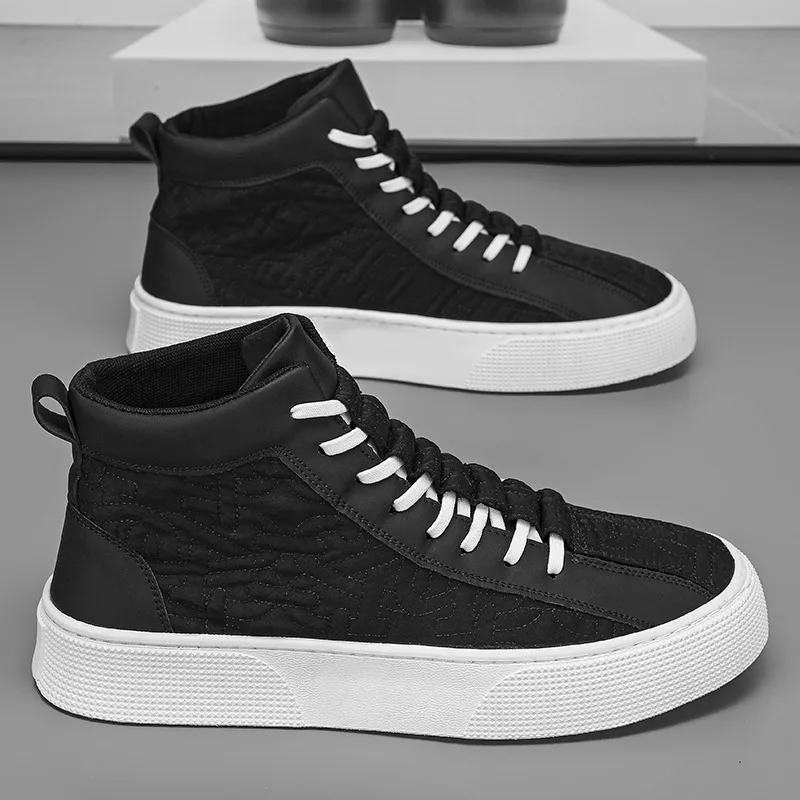 High Top Men's Canvas Shoes Design Casual Sneakers Outdoor Breathable Men's Vulcanized Shoes 2025 Street Walk Shoes Кроссовки