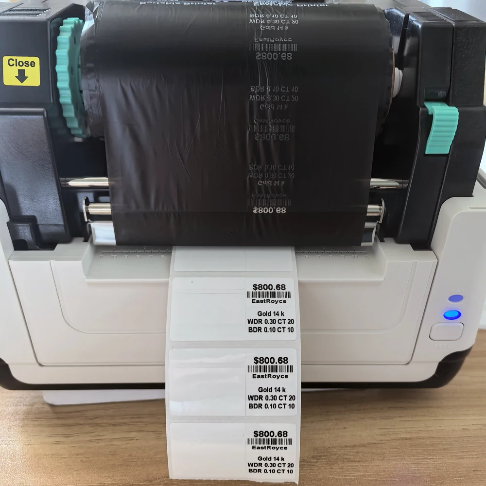 Color Glossy PET Jewelry Label Paper White/YelloW/Orange/Blue Thermal Transfer printing labels for Jewelry