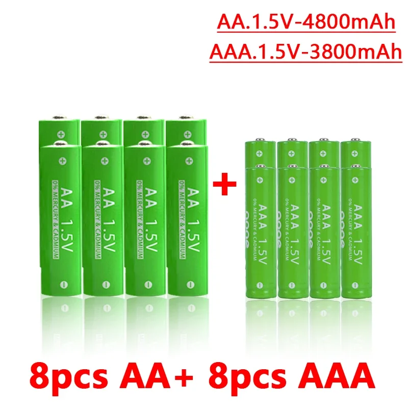 Aaa and aa battery chargers 4800mAh 1.5V aa+aaa rechargeable alkaline clock mouse toy batteries Pilas recallables aa y aaa