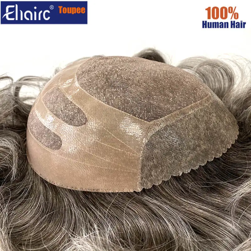 Male Hair Prosthesis Bond Mono Base With PU In Front And NPU Back Men's Wigs Replacement System Unit 100% Natural Wig For Men