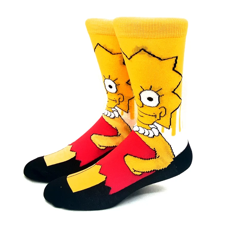 Calcetines Unisex de algodón con dibujos animados para hombre y mujer, medias de tubo medio con diseño de Los Simpsons, estilo Harajuku, para