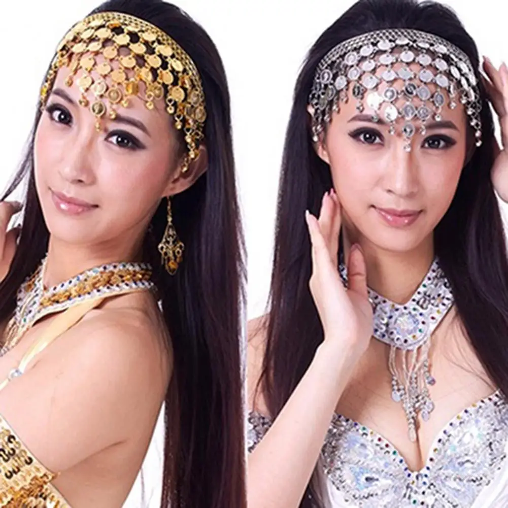 Fashion Hair Jewelry Women Belly Dance Hairband Coin Metal Shiny Hair Accessories Beach Hair Band Jewelry