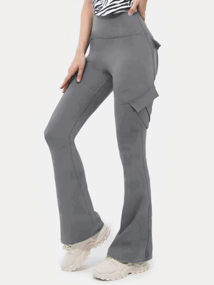 Pantaloni da yoga bootleg casual da donna nuovi Leggings svasati da allenamento taglie forti Pantaloni da salopette a vita alta con tasche