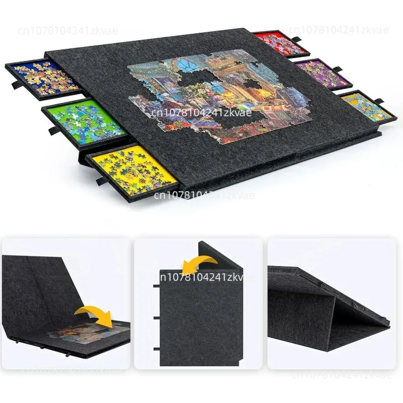 Puzzle Board with Stand, Lid & 6 Drawers, 2000-Piece Jigsaw Table, Puzzle Sorting Organizer
