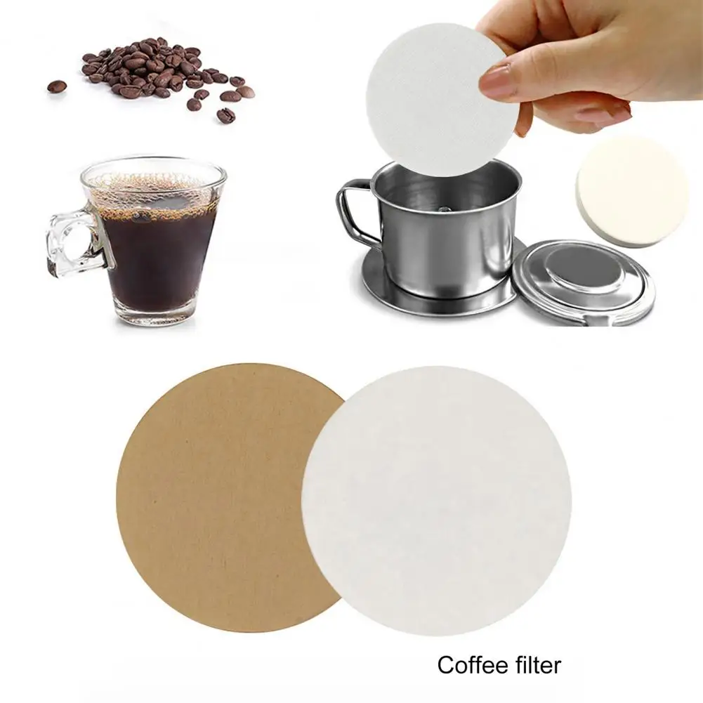 200Pcs 51/53/58/60MM Coffee Filter Paper, Natural Disposable Round Moka Pot Coffee Dripper Paper, Coffee Maker Accessories