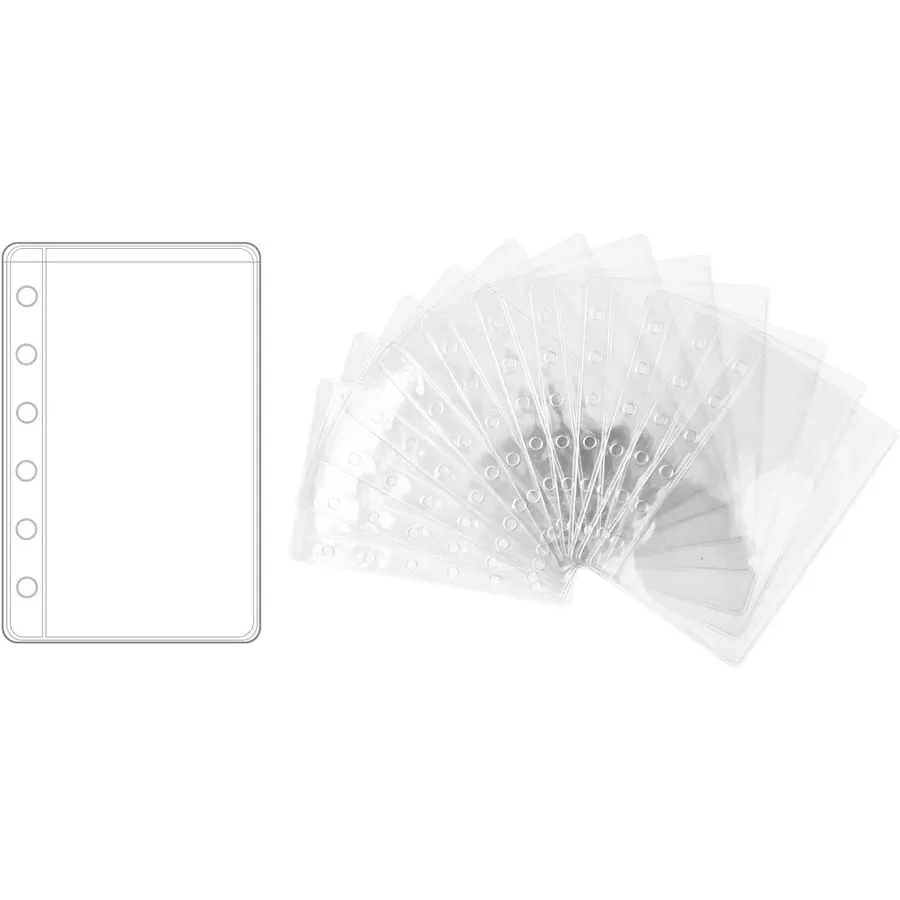 12 جيوب مجلد A7 مظاريف ميزانية نقدية شفافة إدراجات مخططة PVC لـ 6 حلقة a7 ورقة الموثق حماية تنظيم بطاقات الصور B