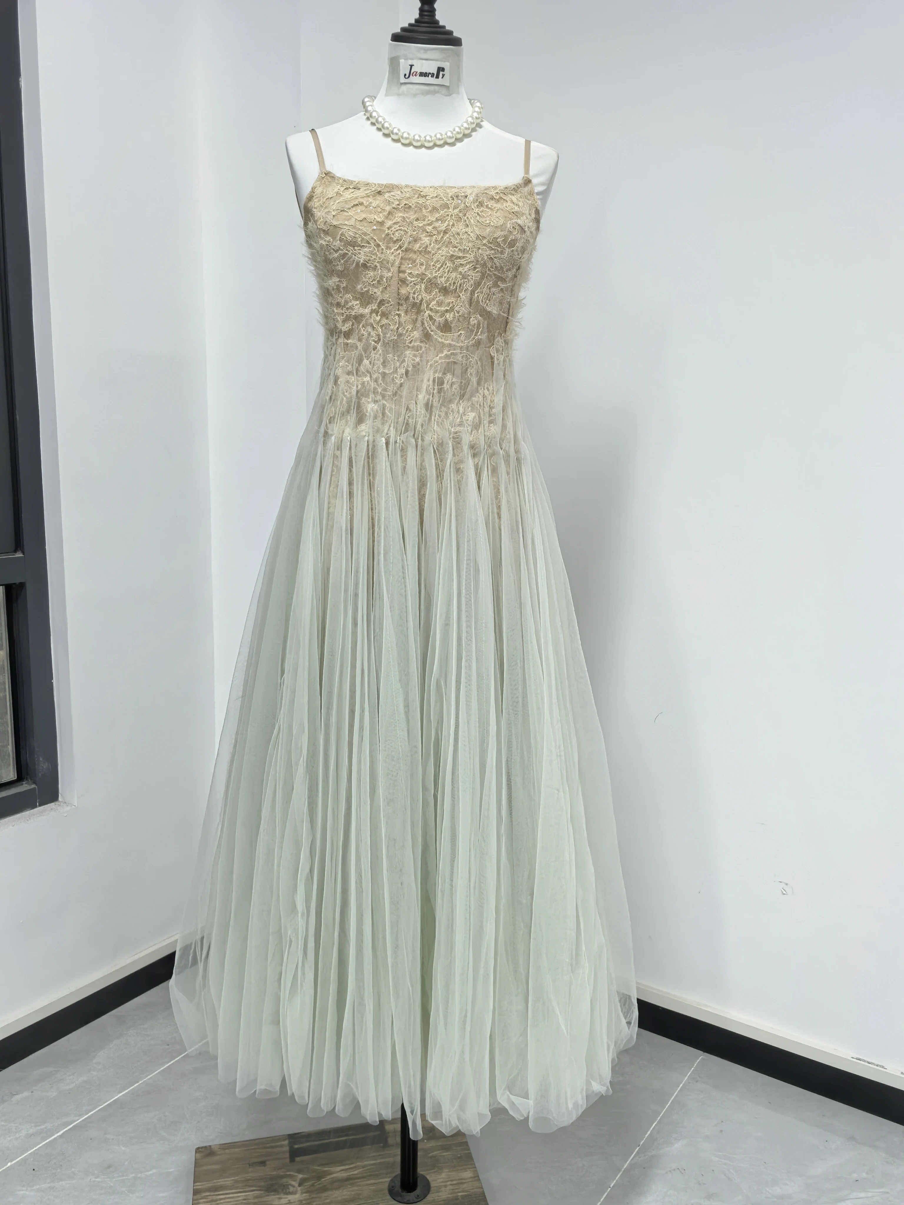 Luxury Princess Gauze Long Dresses Women Summer Holiday Sundress Elegant Prom Evening Sling Dress Party Vestidos Midi Robe