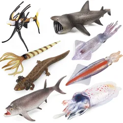 Marine Animals Arachnid Fish Basking Shark Cynops Orientalis Squid Action Figures Simulation Salmon Xiphactinus Figurine Kid Toy