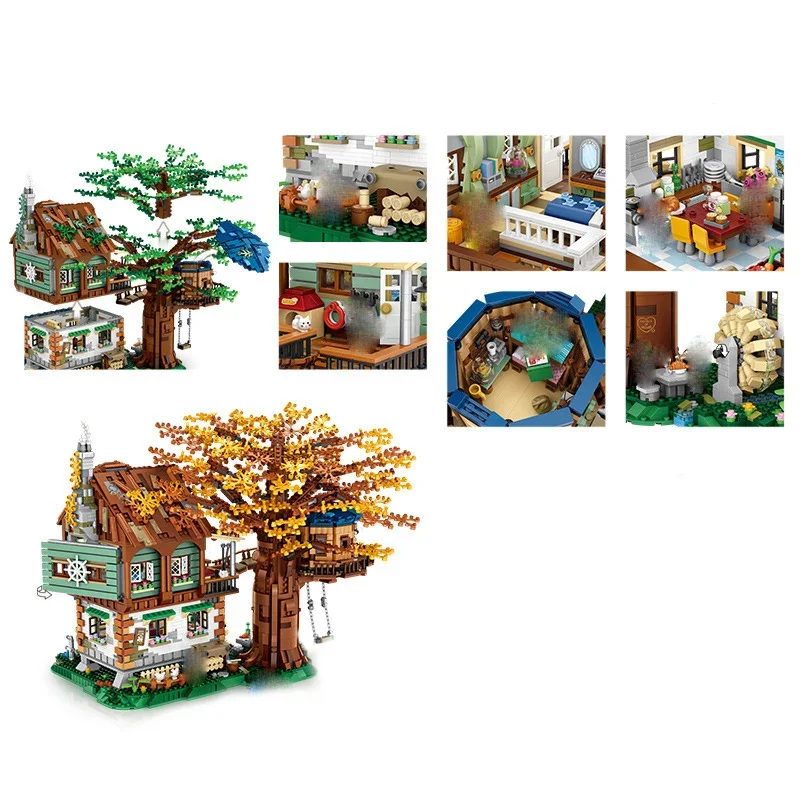 Loz 1033 Nieuw Product Boomhut 4761Pcs Mini Bouwsteen Assemblage Scène Model Speelgoed Voor Kinderen Verjaardagscadeau