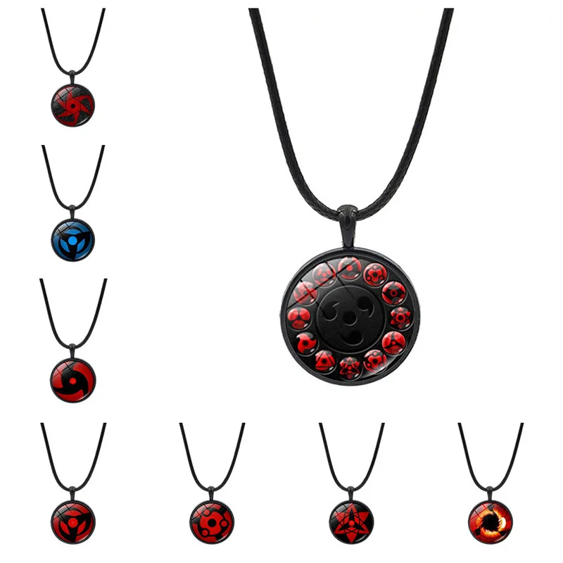 Anime Naruto Sharingan Necklace Men\'s Chain Jewelry Accessories Uchiha Itachi Cosplay Pendant Kids Toys Fans Gift