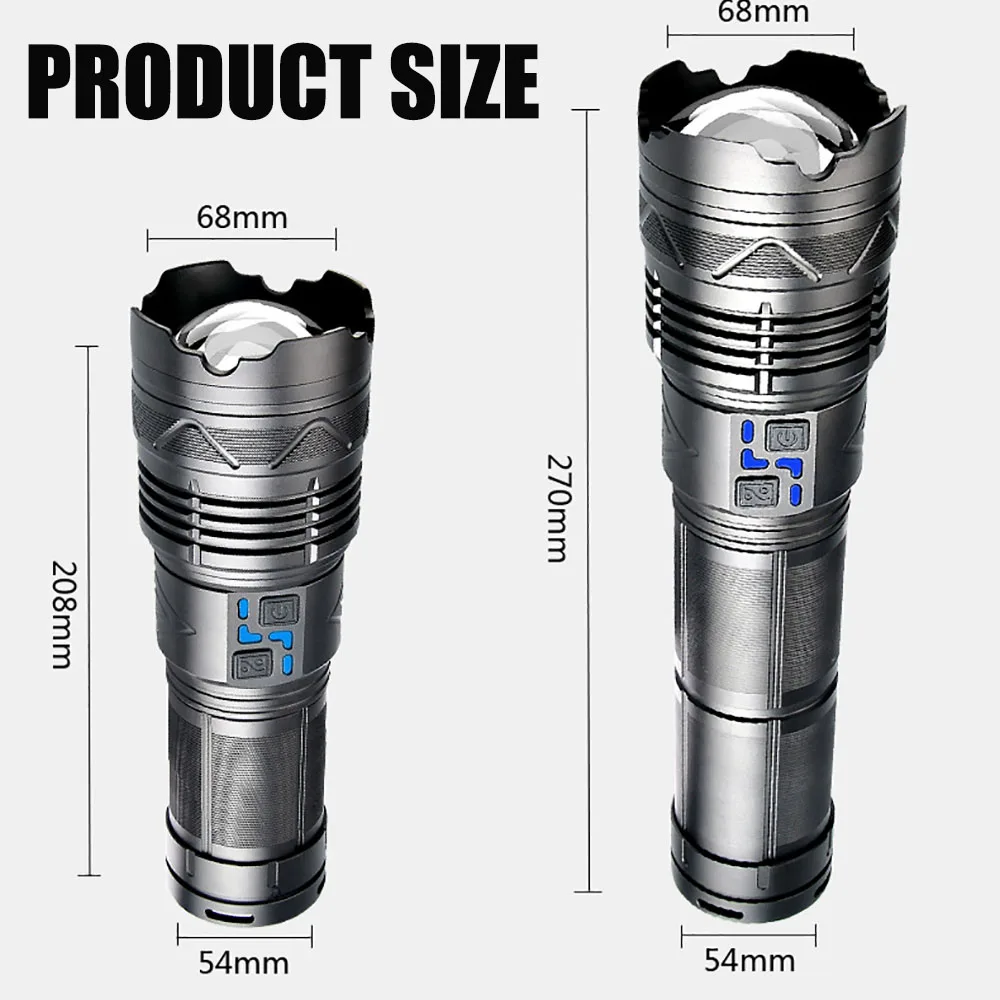 Imagem -05 - Lanterna Tática Super Brilhante Tocha Led Poderoso de Longo Alcance Usb Recarregável Baterias 181350a 50000w Gt60 20000000lm