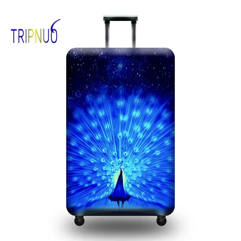 

TRIPNUO Peacock Opening Luggage Cover Travel Accessories 18-32 Inch Travel Trolley Dustproof Suitcase Protective Cover Elastic