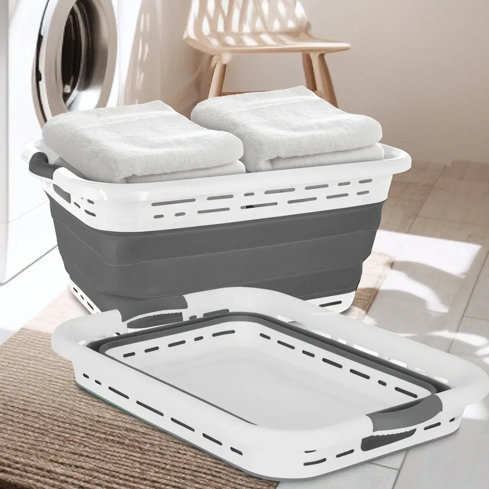 

Collapsible Laundry Basket with Handles Lightweight Durable Space Saving Laundry Sorter Home College Dorm Storage Travel