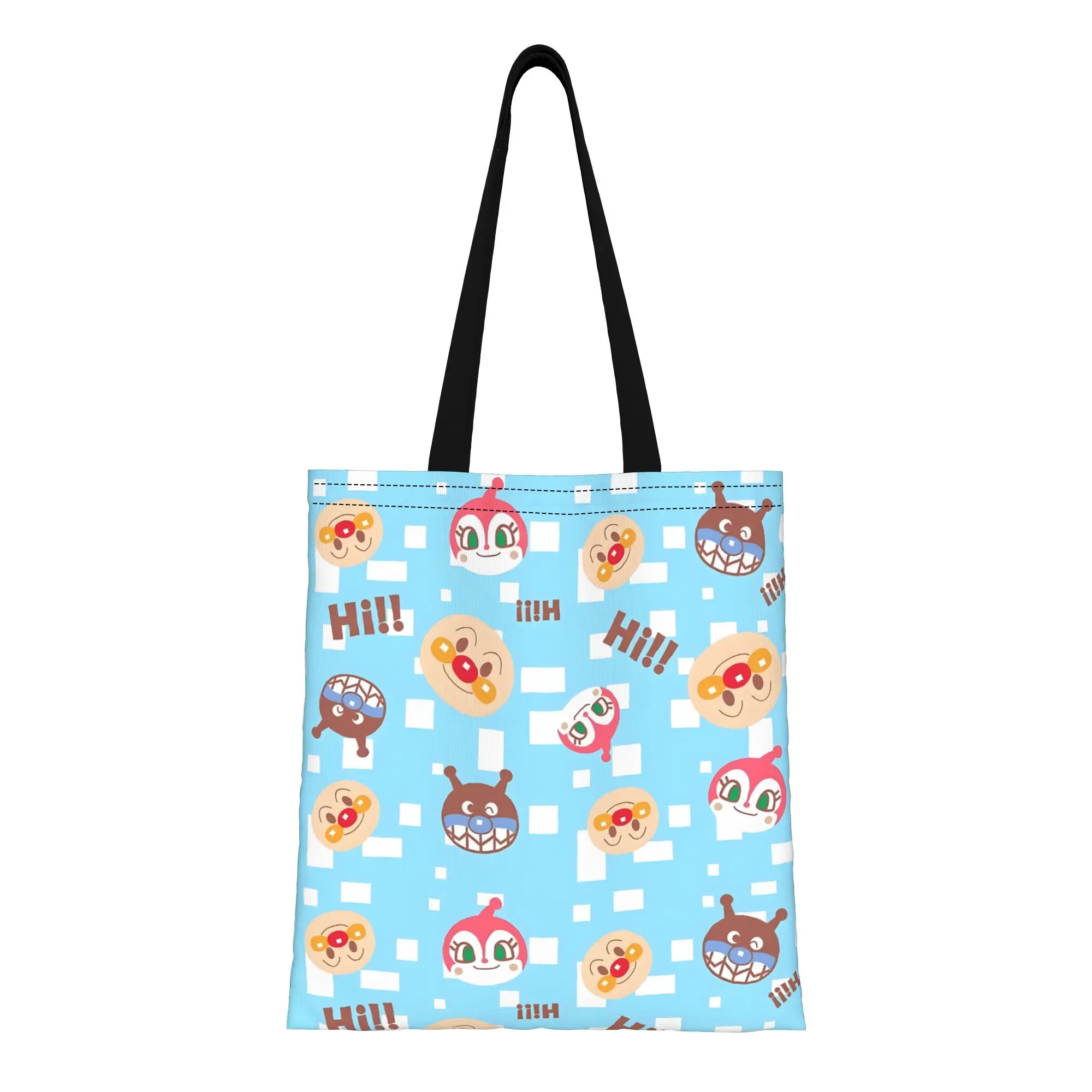 

1PC Large Capacity Anpan Crew Anpanman Canvas Tote Bag Foldable Chic Pattern No Closed Design