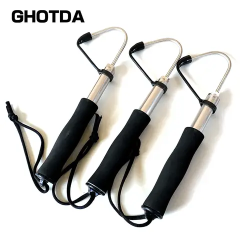 Paslanmaz balık mızrak kanca tutucu ile teleskopik balıkçılık Gaff hiçbir kayma EVA kolu açık balıkçılık aksesuar ile 3 boyutu