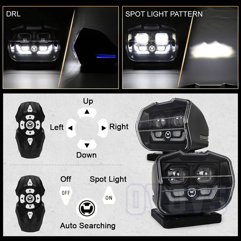 60W 360 Degree Remote Control 360 Led Search Lights for Boat Marine Truck Off Road