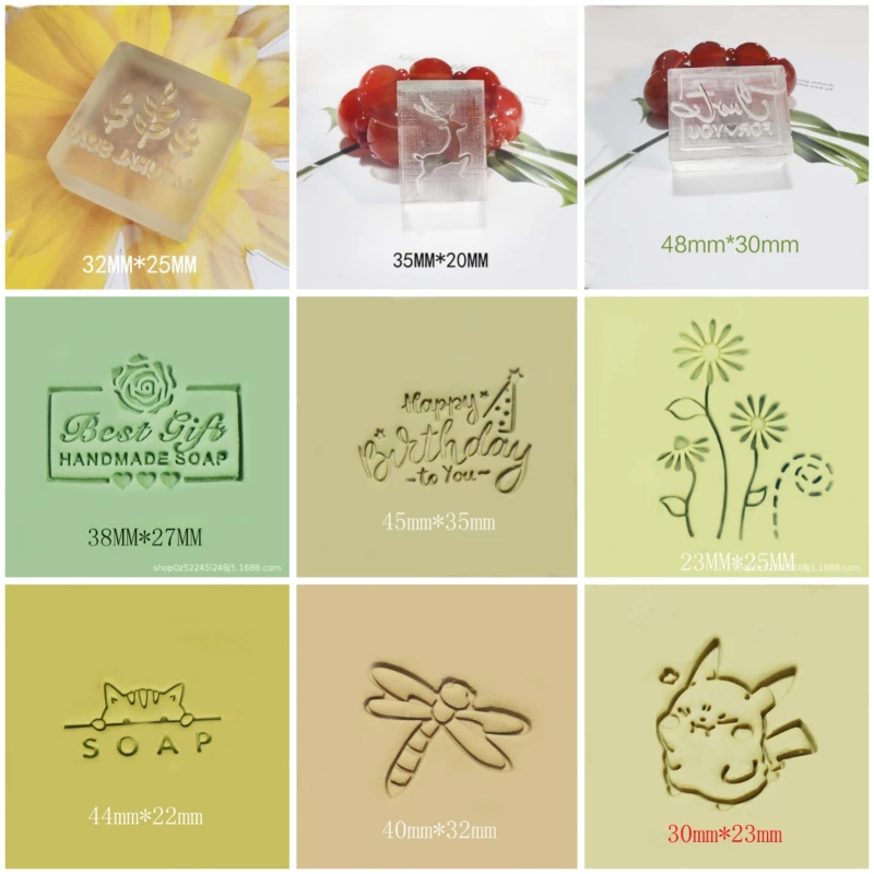 Soap Stamp Creative Plants Cute Animal Series Resin Soap Making Stamp DIY Handmade Crafts Transparent Seal Scrapbooking Supplies