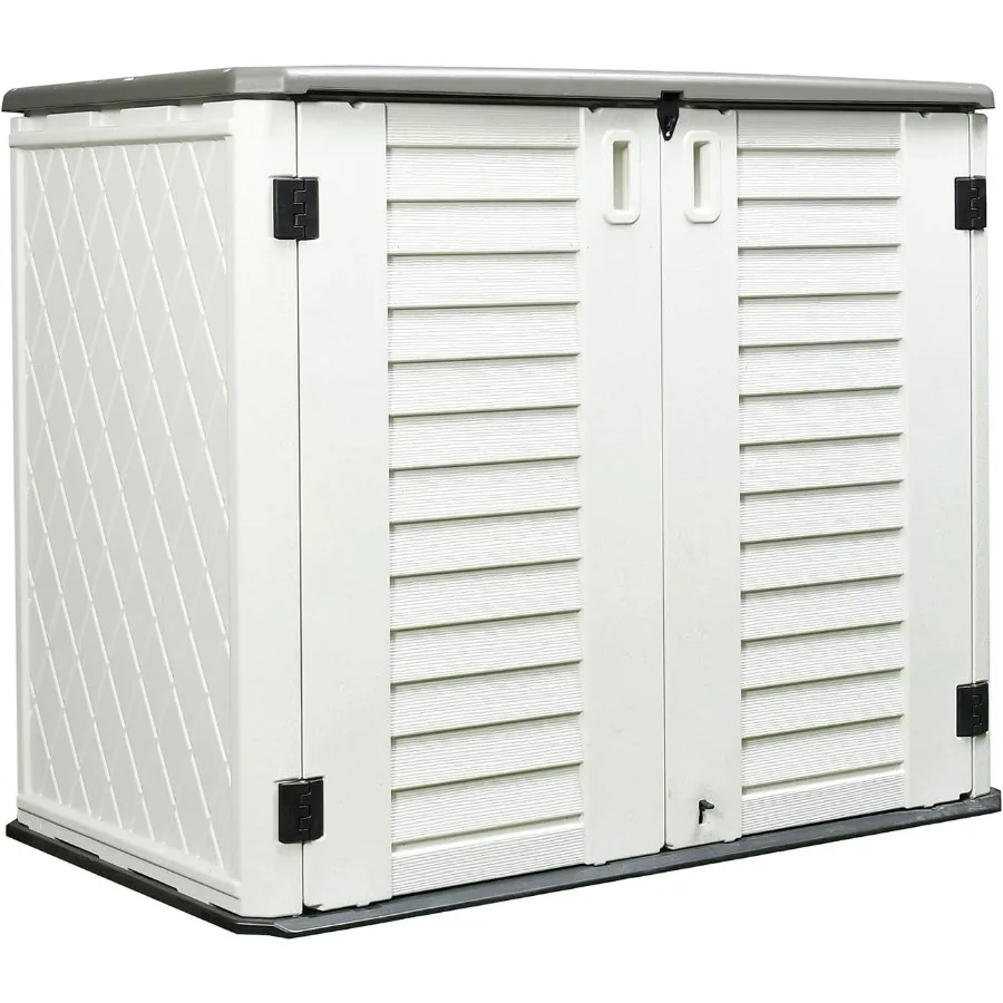 

Горизонтальный навес для хранения, устойчивый к атмосферным воздействиям, большой уличный шкаф для хранения, запираемый толстый пластиковый блок для хранения HDEP для заднего двора