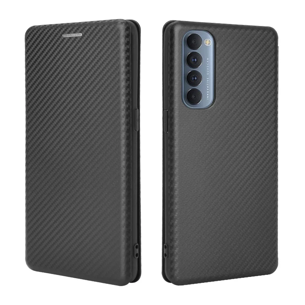 Flip hard ultrathin carbon fibre Skin Leather Cover For Oppo Reno4 Pro 4G Card Slot shockproof Case For Oppo Reno4Pro 4G 6.4