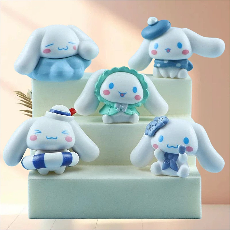 5pcs Sanrio Cinnamoroll Toys Action Anime Figures Cute Summer Set Cartoon Tabletop Cake Decoration Room Ornaments Kids Gifts