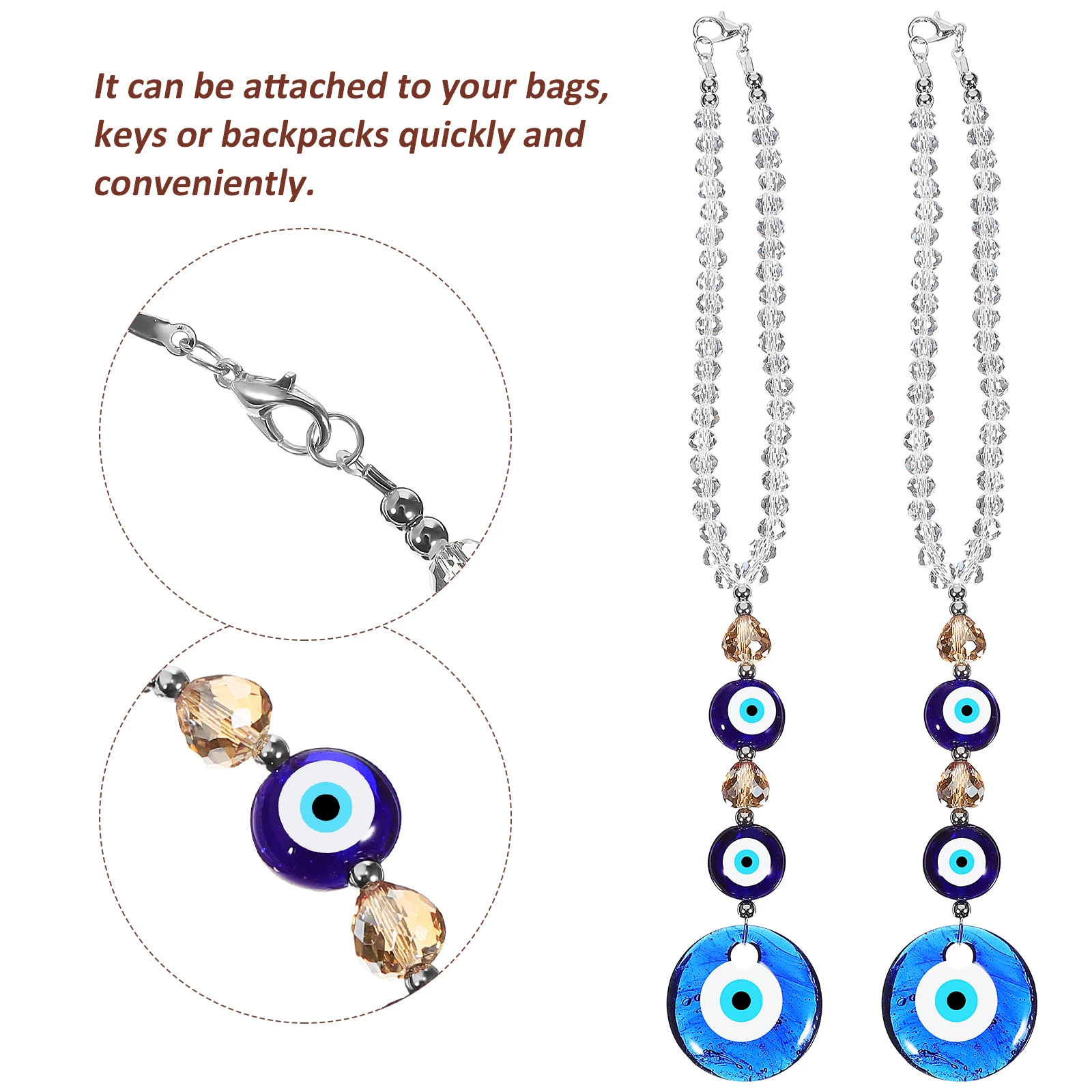 

3Pcs Car Pendant Hanging Evil Eye Decoration for Rearview Mirror Keys Backpack Purse Unique Car Interior Ornament