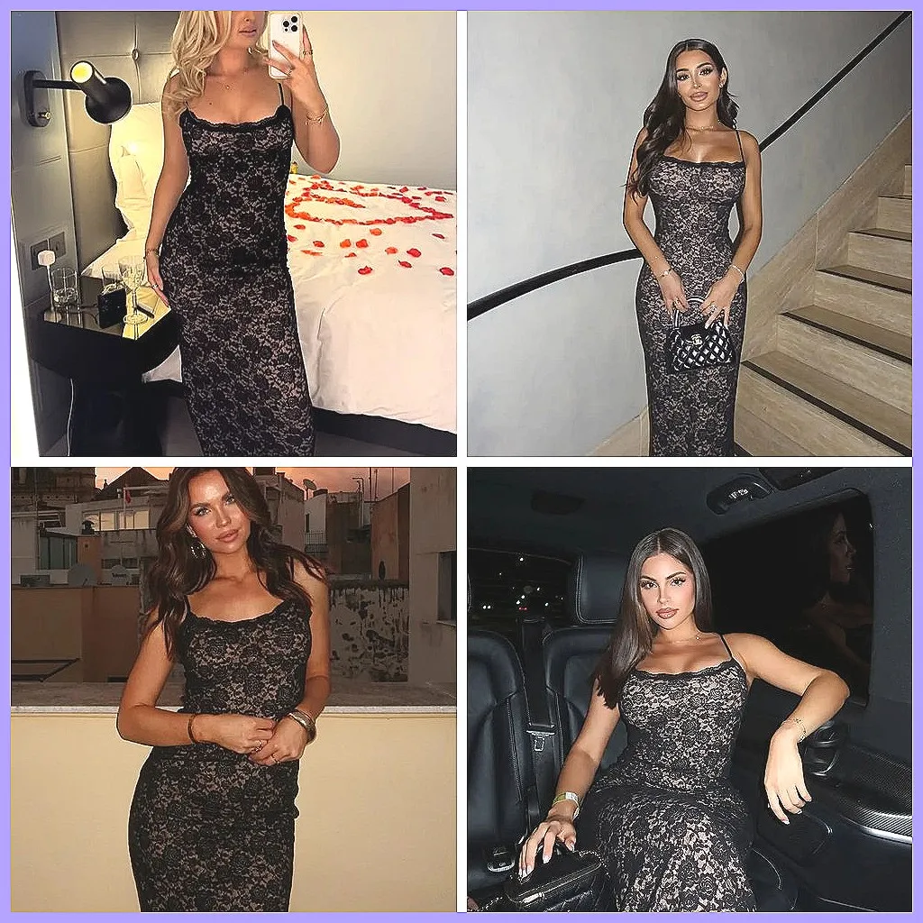 

Elegant Off-Shoulder Lace Maxi Dress for Women, Backless Sleeveless Party Gown with Waist Cinching