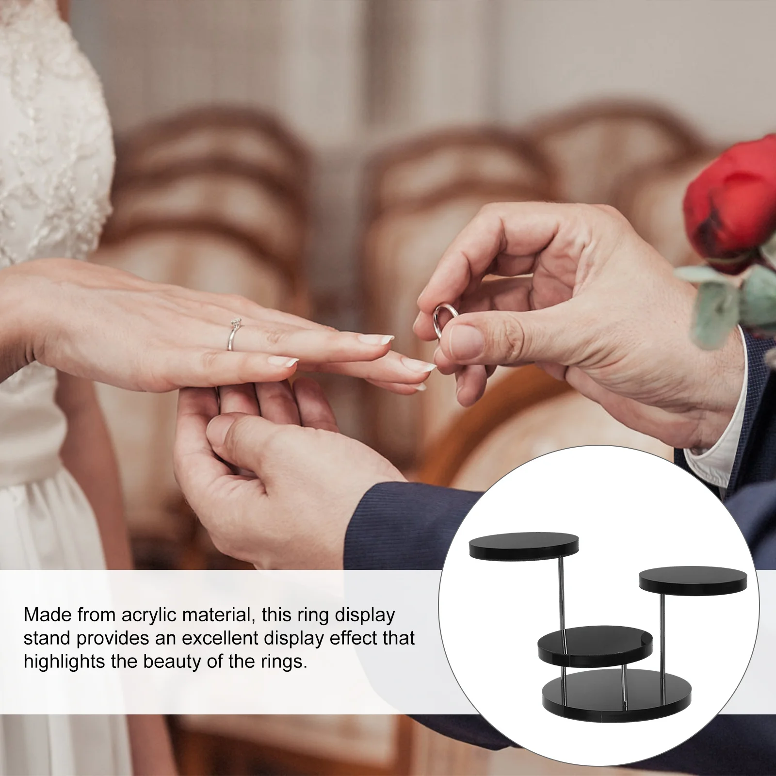 حامل عرض حلقي من الأكريليك، حامل مجوهرات، منظم سطح المكتب، منظم عرض المجوهرات، حامل حلقي تخزين مدمج