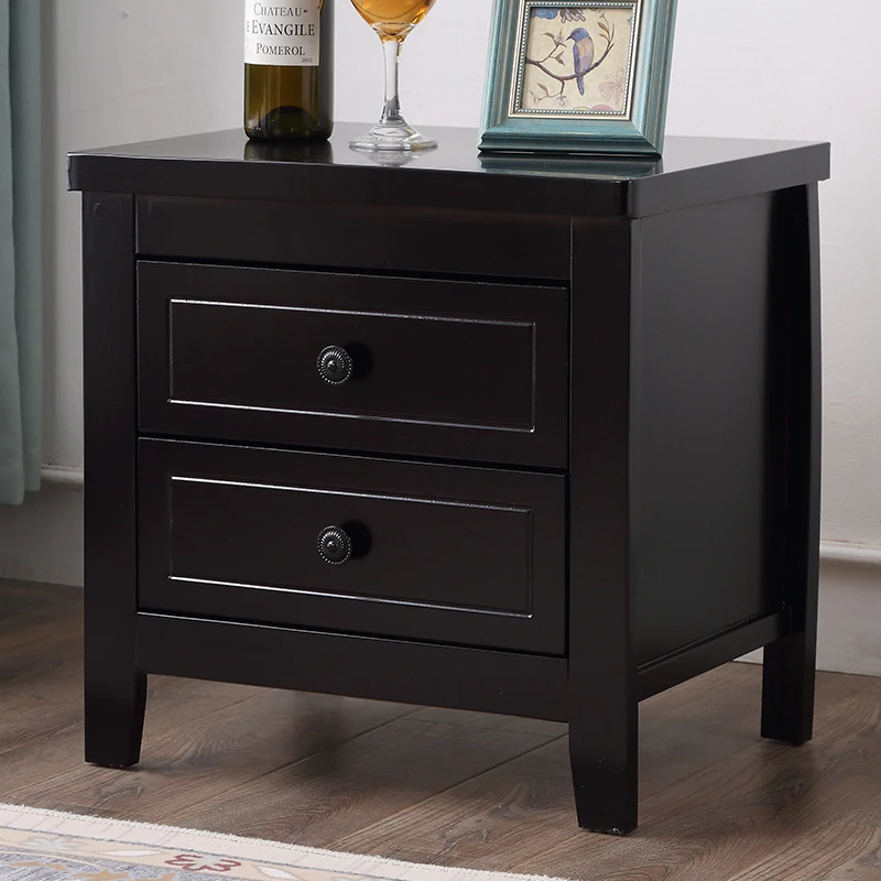 Fully equipped Chinese solid wood bedside table, simple modern dormitory storage locker, home bedroom walnut