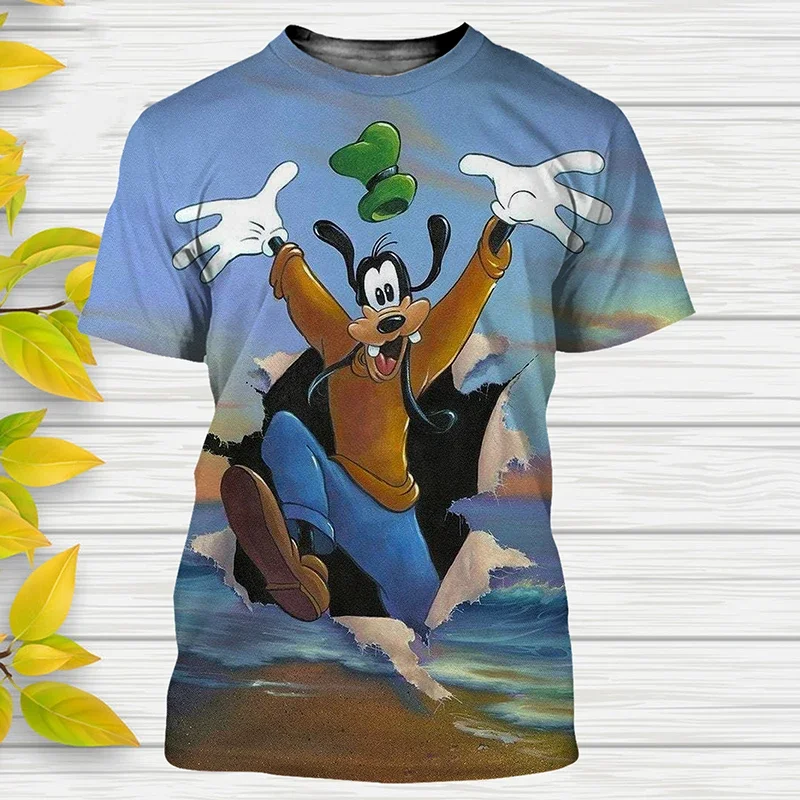 Kaus gambar 3d Disney Goofy baru 2024 t-shirt motif kartun pakaian jalanan Pria Wanita Atasan Kaos Oblong anak-anak laki-laki perempuan modis kasual