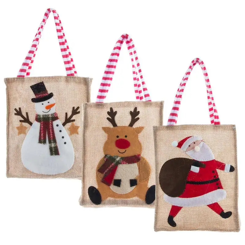 

Christmas Goody Bags 3X Party Favor Burlap Bag Bags For Children Holiday Christmas Decoration Bag Small Burlap Bags Party Favor