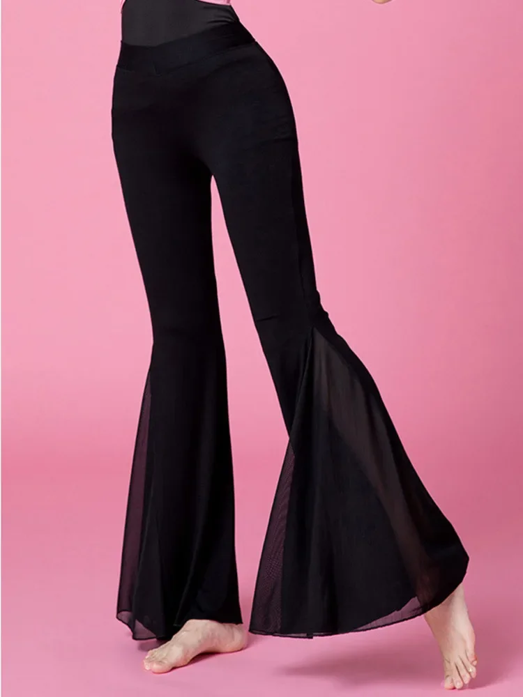 Solid Color Cabaret Pants Belly Dance Costume Latin Wear Woman Elegant Wide Leg Trousers For Prom Tango Slim Fit Female Clothing