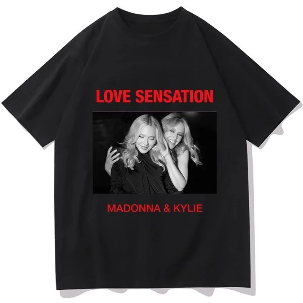 Unisex Summer Madonna Kylie Minogue Love Sensation Pure Cotton T-shirts Streetwear Casual Short Sleeve Tops for Men And Women