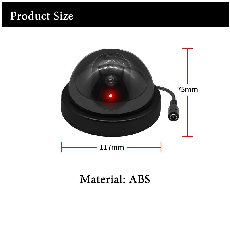 Imagem -05 - Manequim Câmera Dome Cctv Piscando Vermelho ir Led Falso Câmera dc Adaptador de Energia ou aa Sistema de Segurança de Vigilância de Bateria 2-em1 Preto