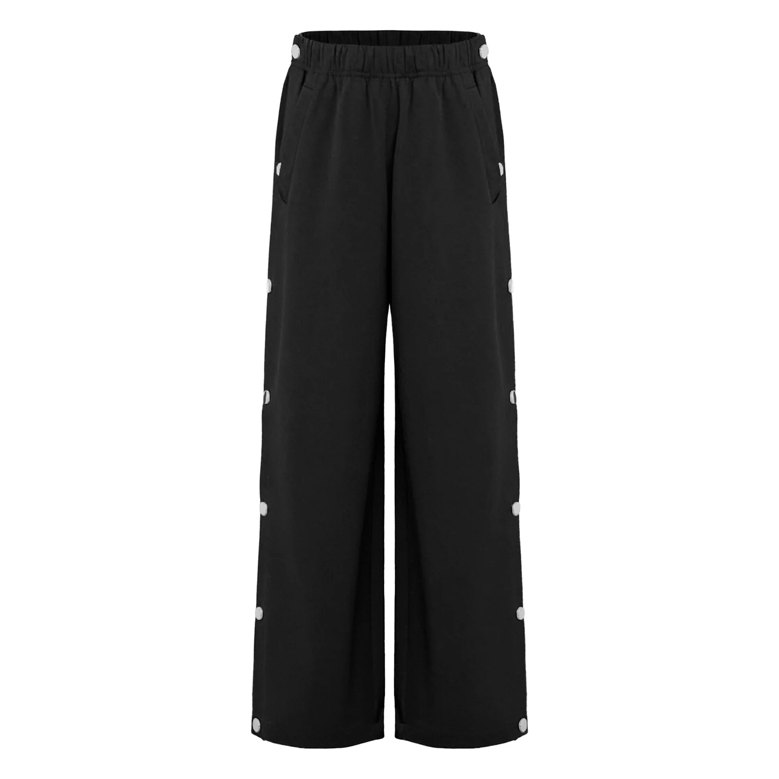 

Kids Trousers Boys Girls Elastic Waist Sweatpants Post Surgery Pants Basketball Exercise Tear-Away Side Press Button Pants
