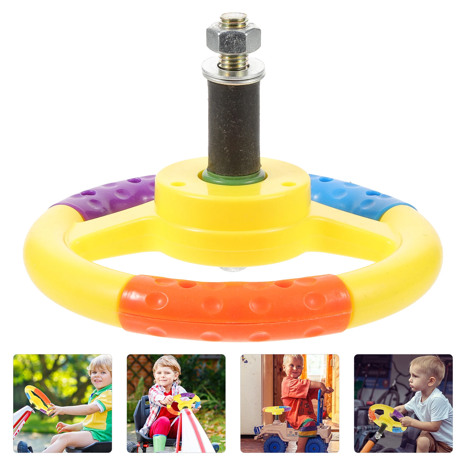 

Three Color Steering Wheel Toy Plastic Durable Stainless Steel Bright Design Children Vehicle Accessories Gifts