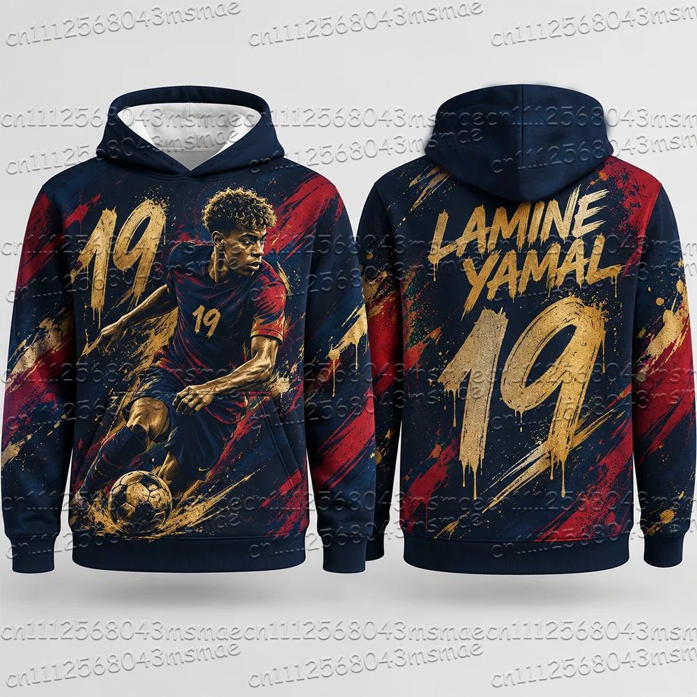 Herbstneuheit: Spezial-Yamal # 19 bedruckte Hoodies für Männer, Langarm-Sportbekleidung, Kinder-Fußballpullover, Sport-Oberteile für Kinder/Erwachsene – Detail 5