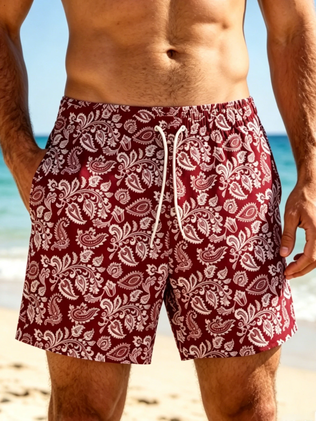 Men's Swim Trunks with Built-in Triangle Lining To Prevent Exposure Casual and Breathable Beach Pants