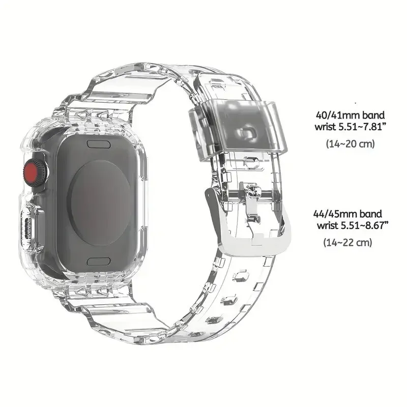 Compatible for Clear Apple Watch Bands, 45mm 44mm 41mm 40mm With Bumper Case For Men Women Band For IWatch Series 8 SE/7 6 5 4